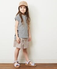 KJKGP11019 a.v.v KIDS(アー・ヴェ・ヴェ) [100-130]【毛玉になりにくい】サイドリボン半袖Tシャツ パープルボーダー