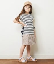 KJKGP11019 a.v.v KIDS(アー・ヴェ・ヴェ) [100-130]【毛玉になりにくい】サイドリボン半袖Tシャツ パープルボーダー