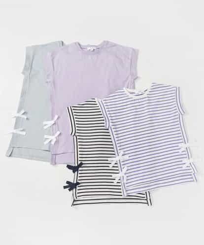 KJKGP11019 a.v.v KIDS [100-130]【毛玉になりにくい】サイドリボン半袖Tシャツ
