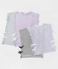 KJKGP11019 a.v.v KIDS(アー・ヴェ・ヴェ) [100-130]【毛玉になりにくい】サイドリボン半袖Tシャツ パープルボーダー