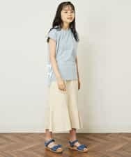 KJKGP11019 a.v.v KIDS(アー・ヴェ・ヴェ) [100-130]【毛玉になりにくい】サイドリボン半袖Tシャツ パープルボーダー