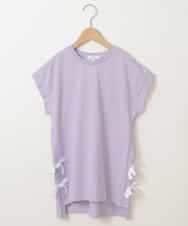 KJKGP11019 a.v.v KIDS(アー・ヴェ・ヴェ) [100-130]【毛玉になりにくい】サイドリボン半袖Tシャツ ラベンダー