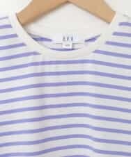 KJKGP11019 a.v.v KIDS(アー・ヴェ・ヴェ) [100-130]【毛玉になりにくい】サイドリボン半袖Tシャツ パープルボーダー
