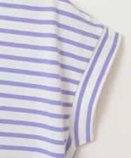 KJKGP11019 a.v.v KIDS(アー・ヴェ・ヴェ) [100-130]【毛玉になりにくい】サイドリボン半袖Tシャツ パープルボーダー