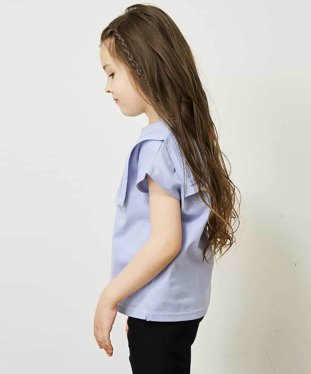 KJKGP17024 a.v.v KIDS(アー・ヴェ・ヴェ) [100-130]セーラーカラーTシャツ ライトブルー