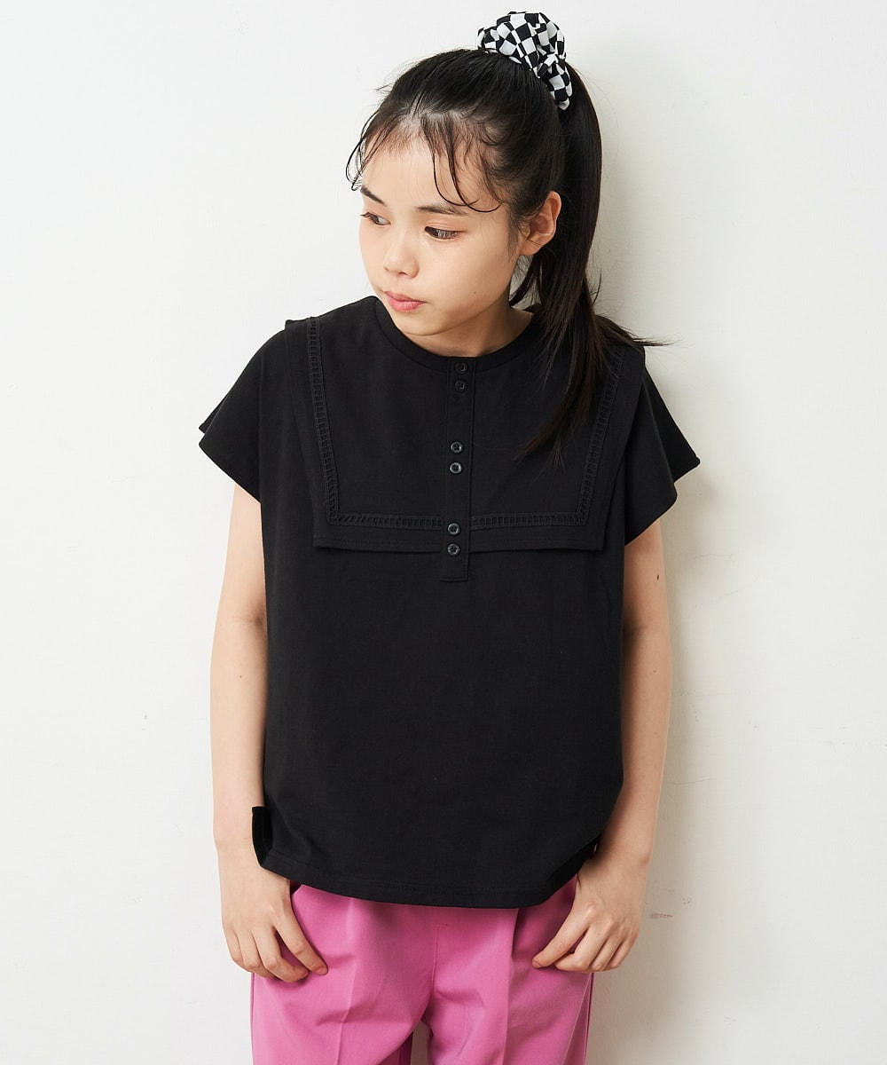 KJKGP17024 a.v.v KIDS(アー・ヴェ・ヴェ) [100-130]セーラーカラーTシャツ ライトブルー