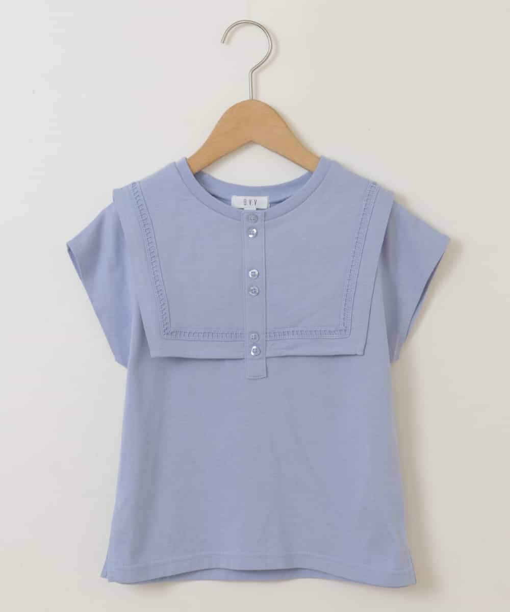 KJKGP17024 a.v.v KIDS(アー・ヴェ・ヴェ) [100-130]セーラーカラーTシャツ ライトブルー