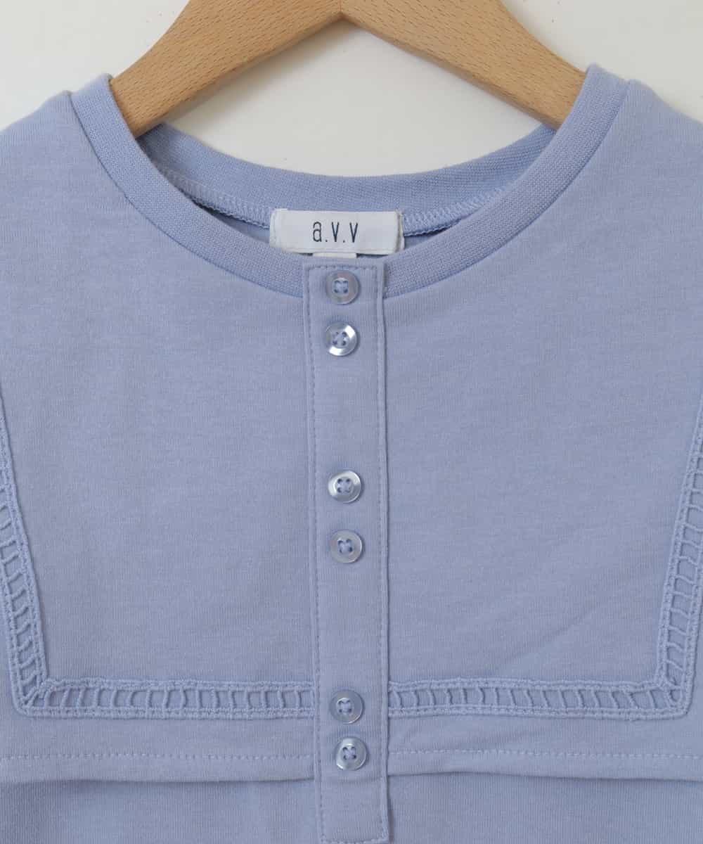 KJKGP17024 a.v.v KIDS(アー・ヴェ・ヴェ) [100-130]セーラーカラーTシャツ ライトブルー