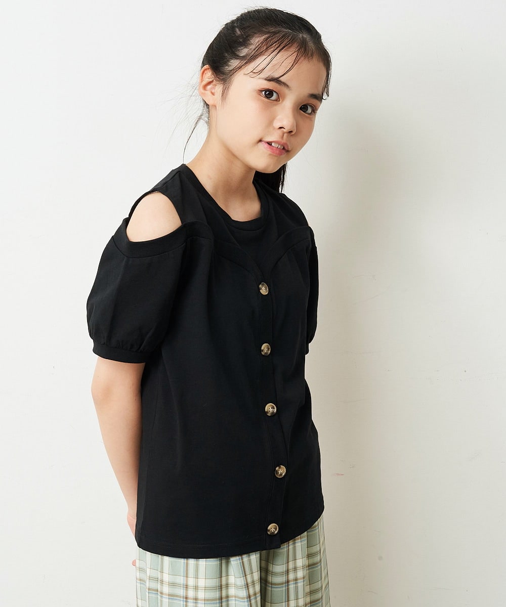 KJKGP29024 a.v.v KIDS(アー・ヴェ・ヴェ) [100-130]オフショルカットソー ライトブルー