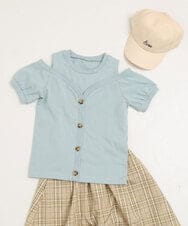KJKGP29024 a.v.v KIDS(アー・ヴェ・ヴェ) [100-130]オフショルカットソー ライトブルー