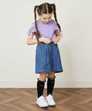 KJKGQ09024 a.v.v KIDS(アー・ヴェ・ヴェ) [140-150]袖フリルオフショルダーTシャツ ミント