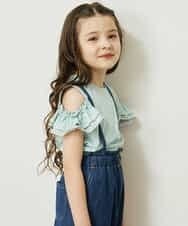 KJKGQ09024 a.v.v KIDS(アー・ヴェ・ヴェ) [140-150]袖フリルオフショルダーTシャツ ミント