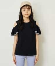 KJKGQ09024 a.v.v KIDS(アー・ヴェ・ヴェ) [140-150]袖フリルオフショルダーTシャツ ミント