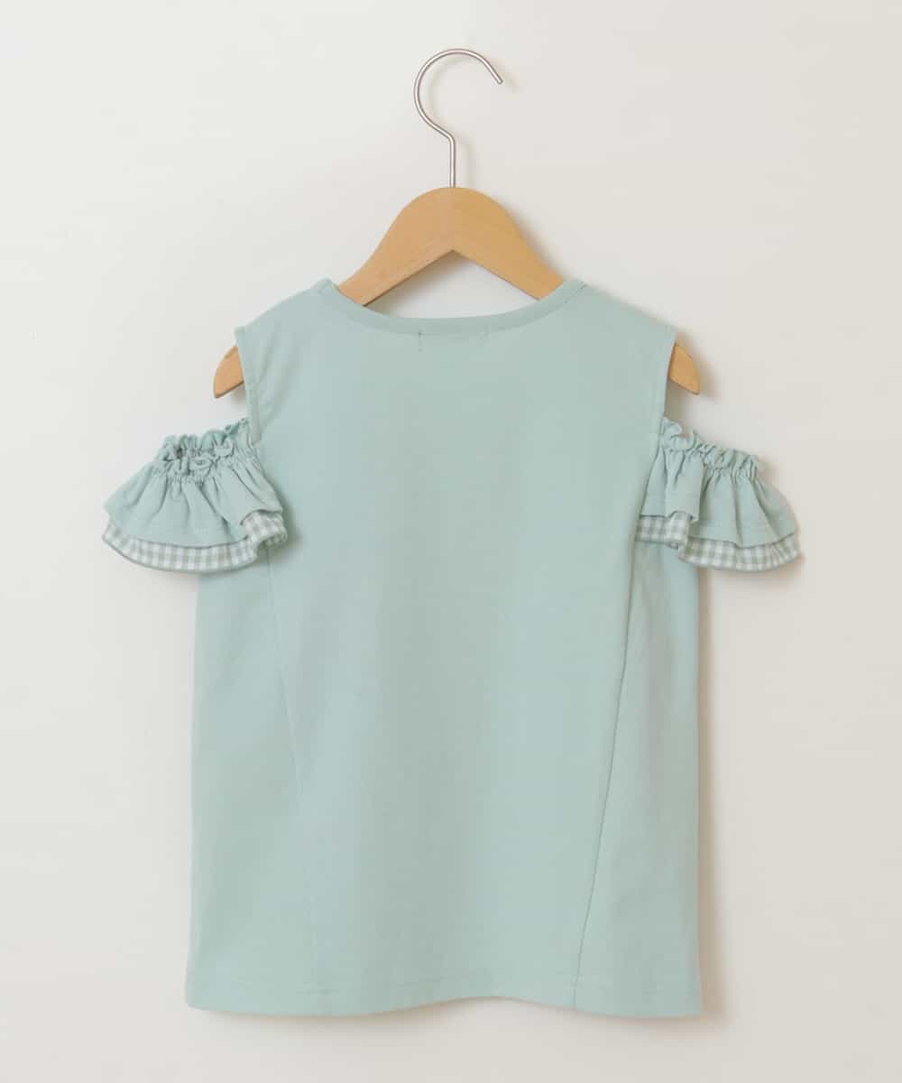 KJKGQ09024 a.v.v KIDS(アー・ヴェ・ヴェ) [140-150]袖フリルオフショルダーTシャツ ミント