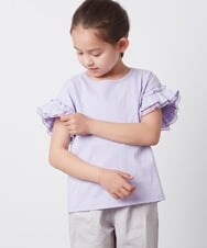 KJKGS01016 a.v.v KIDS(アー・ヴェ・ヴェ) [100-130]フリルスリーブＴシャツ ピンク