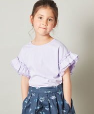 KJKGS01016 a.v.v KIDS(アー・ヴェ・ヴェ) [100-130]フリルスリーブＴシャツ ピンク