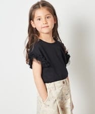 KJKGS01016 a.v.v KIDS(アー・ヴェ・ヴェ) [100-130]フリルスリーブＴシャツ ブラック