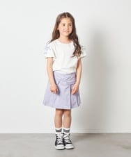 KJKGS02016 a.v.v KIDS(アー・ヴェ・ヴェ) [100-130]レースアップリボンスリーブＴシャツ ホワイト