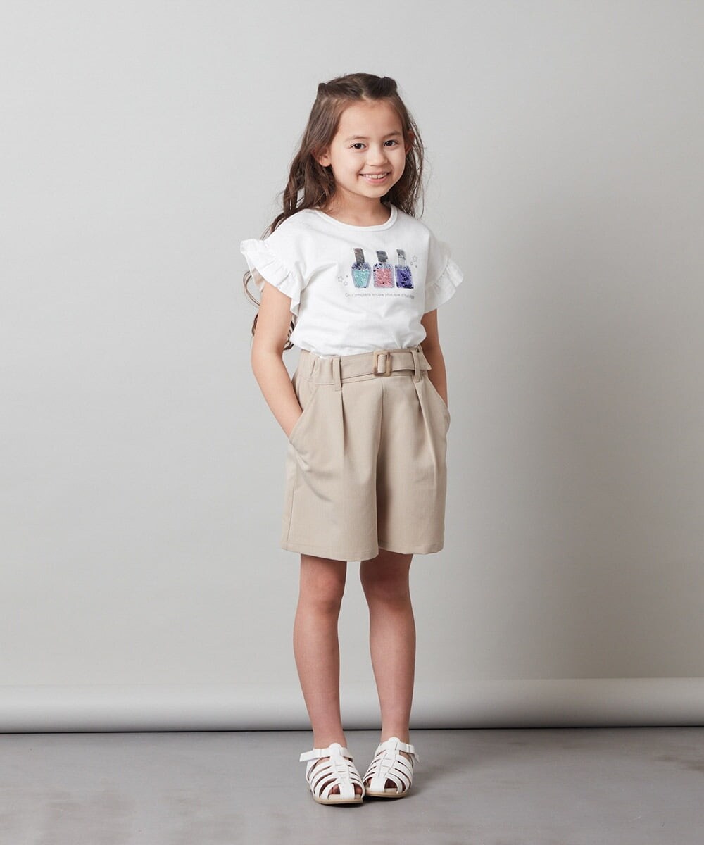 KJKGS03019 a.v.v KIDS(アー・ヴェ・ヴェ) [100-130]フリルスリーブスパンコールＴシャツ パープル