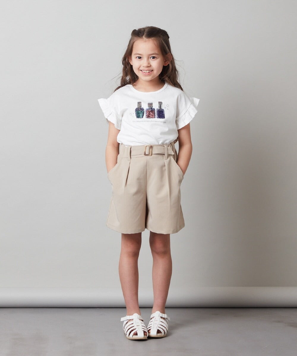 KJKGS03019 a.v.v KIDS(アー・ヴェ・ヴェ) [100-130]フリルスリーブスパンコールＴシャツ パープル