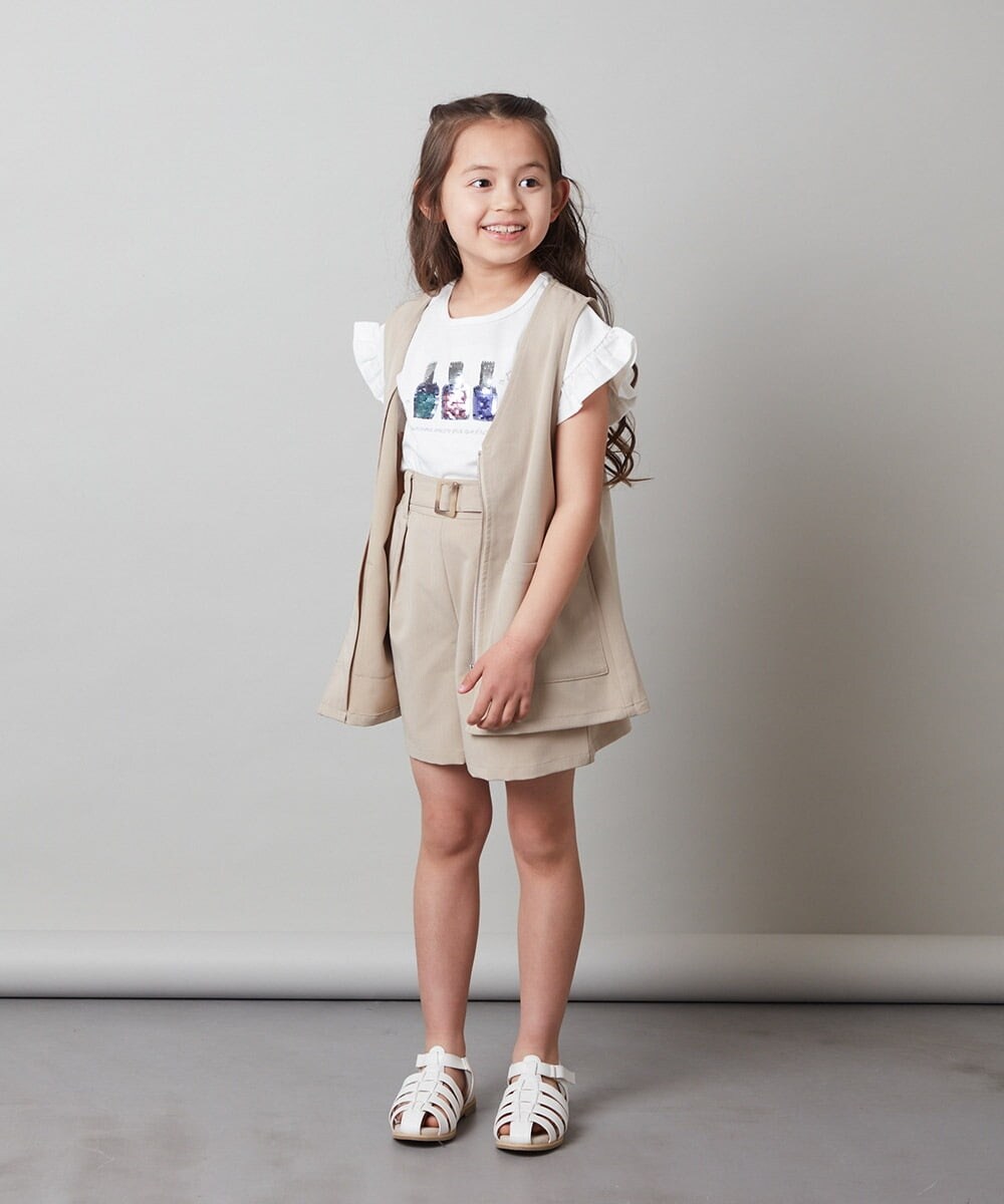 KJKGS03019 a.v.v KIDS(アー・ヴェ・ヴェ) [100-130]フリルスリーブスパンコールＴシャツ パープル