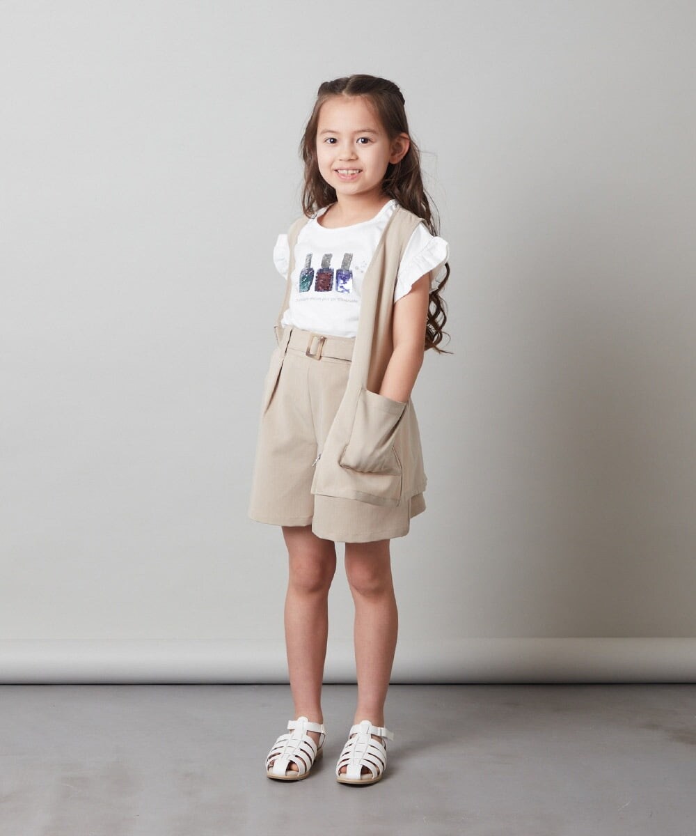 KJKGS03019 a.v.v KIDS(アー・ヴェ・ヴェ) [100-130]フリルスリーブスパンコールＴシャツ パープル