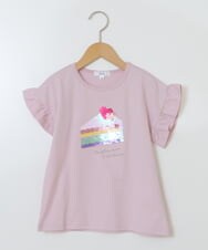KJKGS03019 a.v.v KIDS(アー・ヴェ・ヴェ) [100-130]フリルスリーブスパンコールＴシャツ ピンク