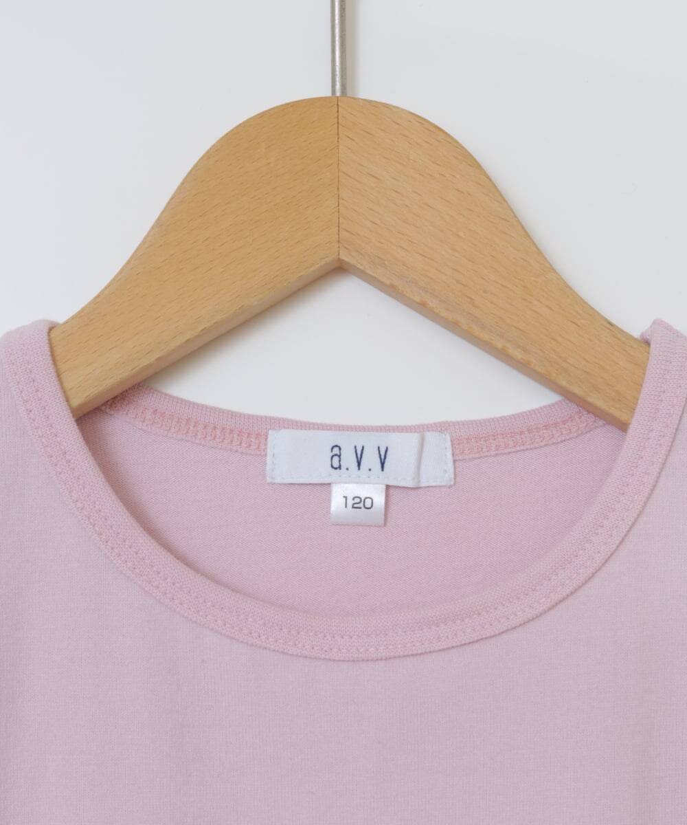 KJKGS03019 a.v.v KIDS(アー・ヴェ・ヴェ) [100-130]フリルスリーブスパンコールＴシャツ ピンク