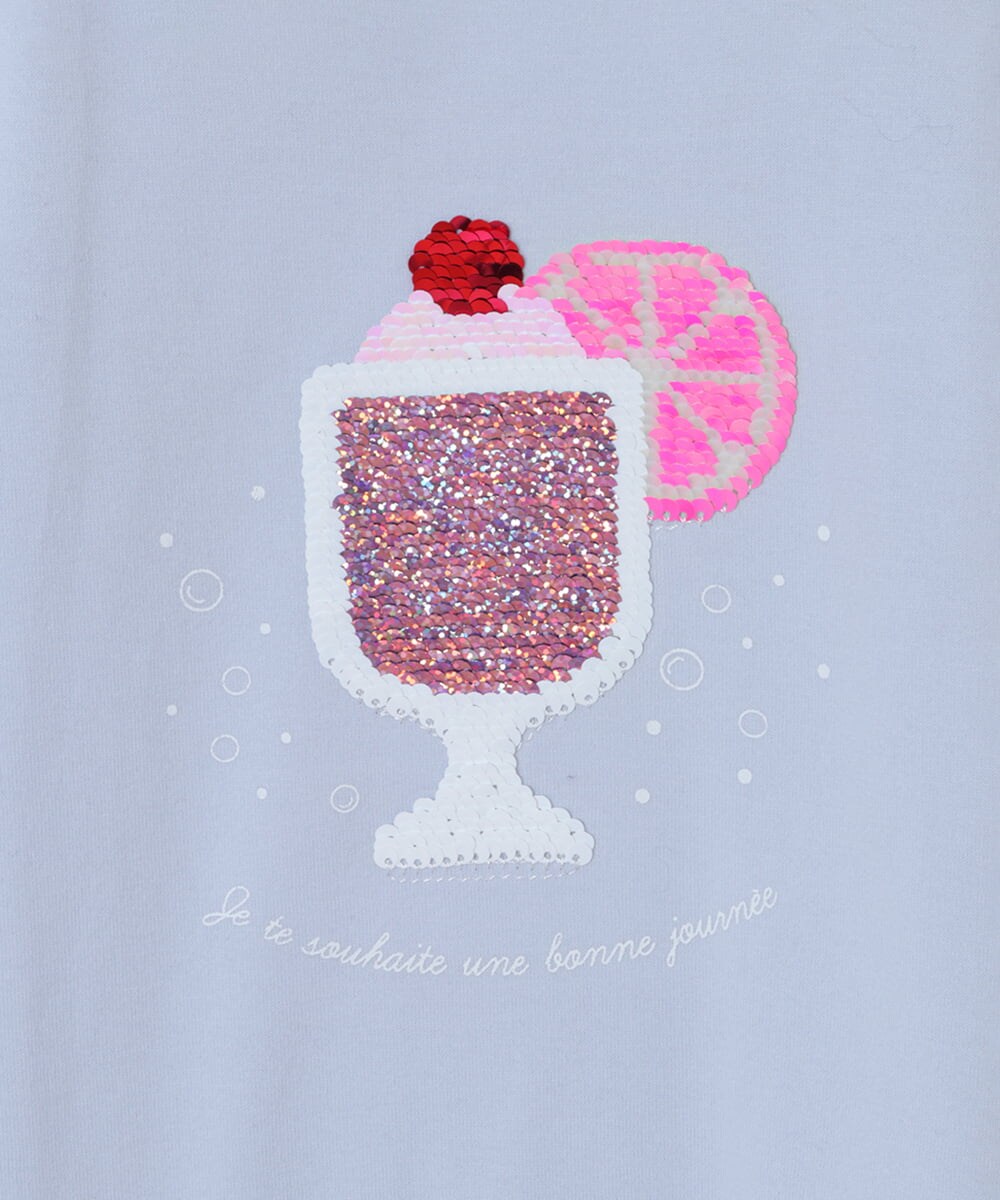 KJKGS03019 a.v.v KIDS(アー・ヴェ・ヴェ) [100-130]フリルスリーブスパンコールＴシャツ ピンク