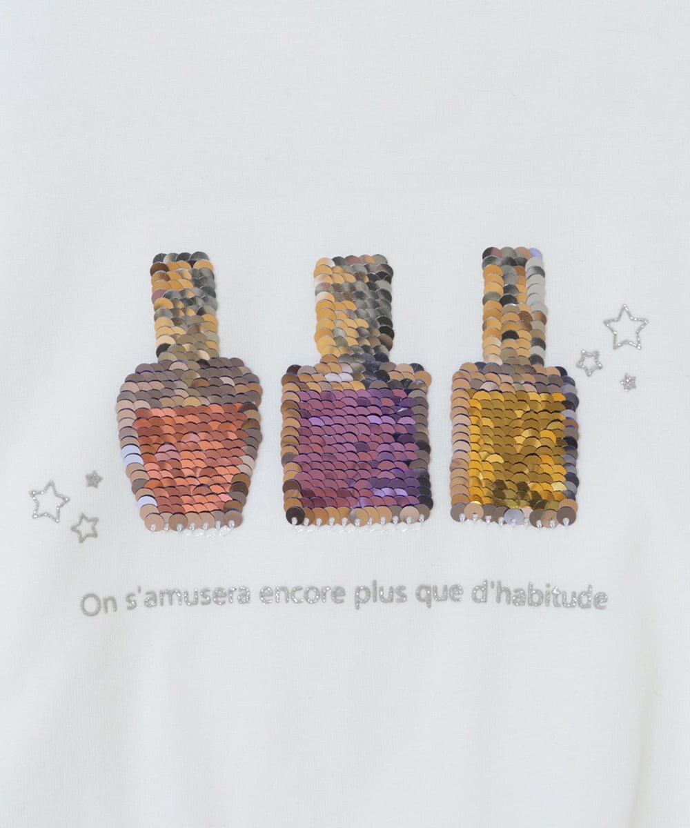 KJKGS03019 a.v.v KIDS(アー・ヴェ・ヴェ) [100-130]フリルスリーブスパンコールＴシャツ ピンク