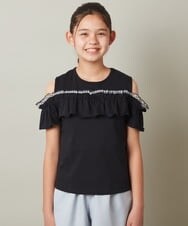 KJKGS05019 a.v.v KIDS(アー・ヴェ・ヴェ) [100-130]フリルオフショルＴシャツ ピンク