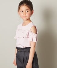 KJKGS05019 a.v.v KIDS(アー・ヴェ・ヴェ) [100-130]フリルオフショルＴシャツ ピンク