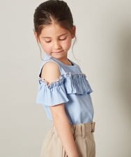 KJKGS05019 a.v.v KIDS(アー・ヴェ・ヴェ) [100-130]フリルオフショルＴシャツ ピンク