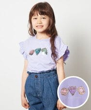 KJKGS14019 a.v.v KIDS(アー・ヴェ・ヴェ) [100-130]袖フリルスパンコールＴシャツ ラベンダー