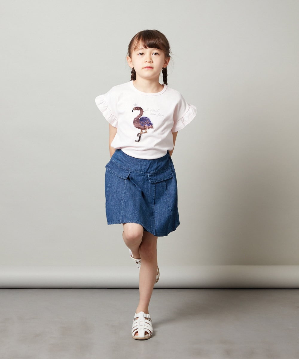 KJKGS14019 a.v.v KIDS(アー・ヴェ・ヴェ) [100-130]袖フリルスパンコールＴシャツ ラベンダー