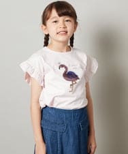 KJKGS14019 a.v.v KIDS(アー・ヴェ・ヴェ) [100-130]袖フリルスパンコールＴシャツ ラベンダー