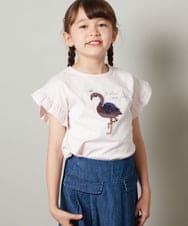 KJKGS14019 a.v.v KIDS(アー・ヴェ・ヴェ) [100-130]袖フリルスパンコールＴシャツ ラベンダー