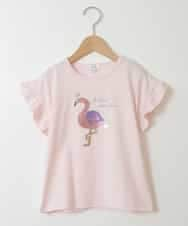 KJKGS14019 a.v.v KIDS(アー・ヴェ・ヴェ) [100-130]袖フリルスパンコールＴシャツ ピンク