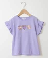 KJKGS14019 a.v.v KIDS(アー・ヴェ・ヴェ) [100-130]袖フリルスパンコールＴシャツ ラベンダー