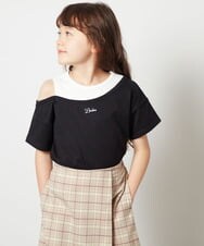 KJKGS15019 a.v.v KIDS(アー・ヴェ・ヴェ) [100-130]アシメレイヤー風Ｔシャツ ブラック