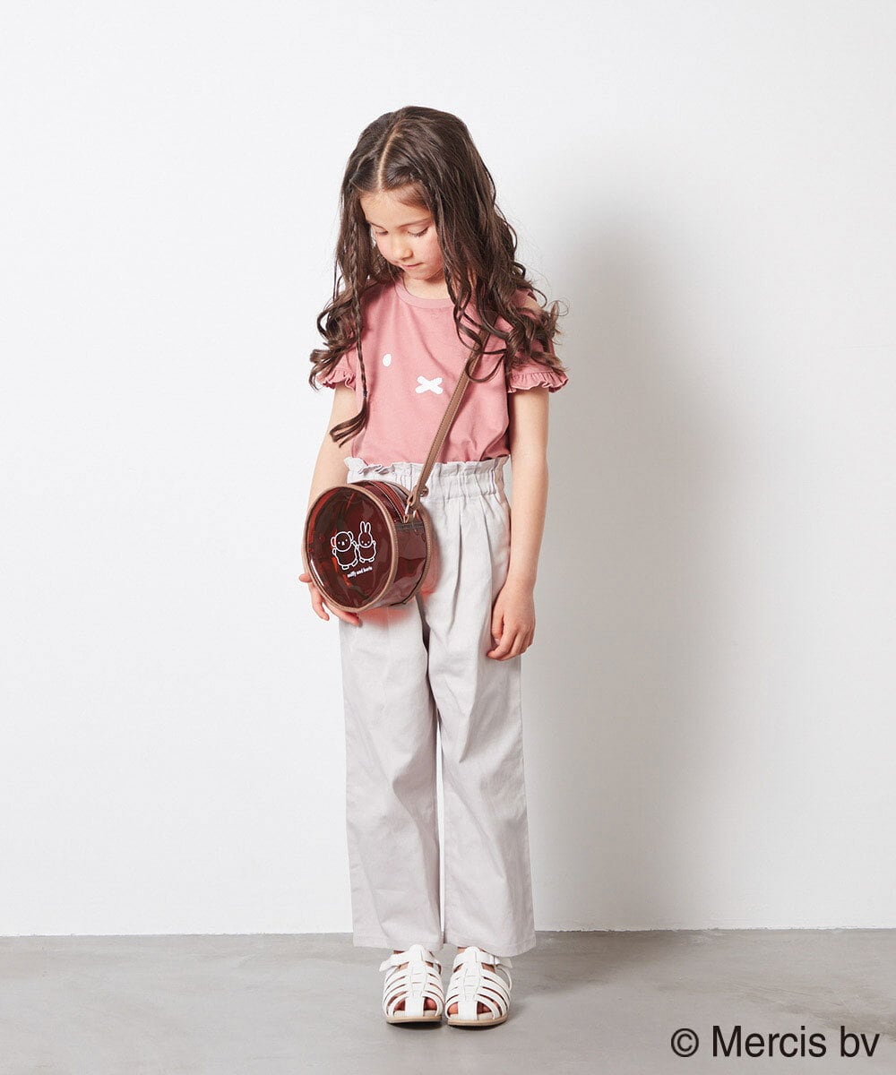 KJKGS80029 a.v.v KIDS(アー・ヴェ・ヴェ) [100-130]【ミッフィーコラボ】袖フリルオフショルTシャツ ピンク