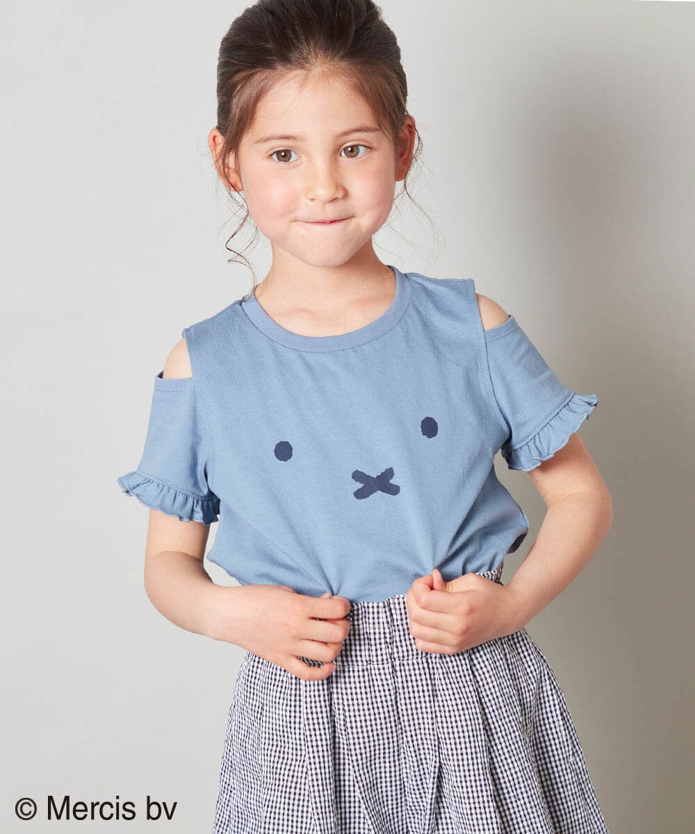 KJKGS80029 a.v.v KIDS(アー・ヴェ・ヴェ) [100-130]【ミッフィーコラボ】袖フリルオフショルTシャツ ピンク