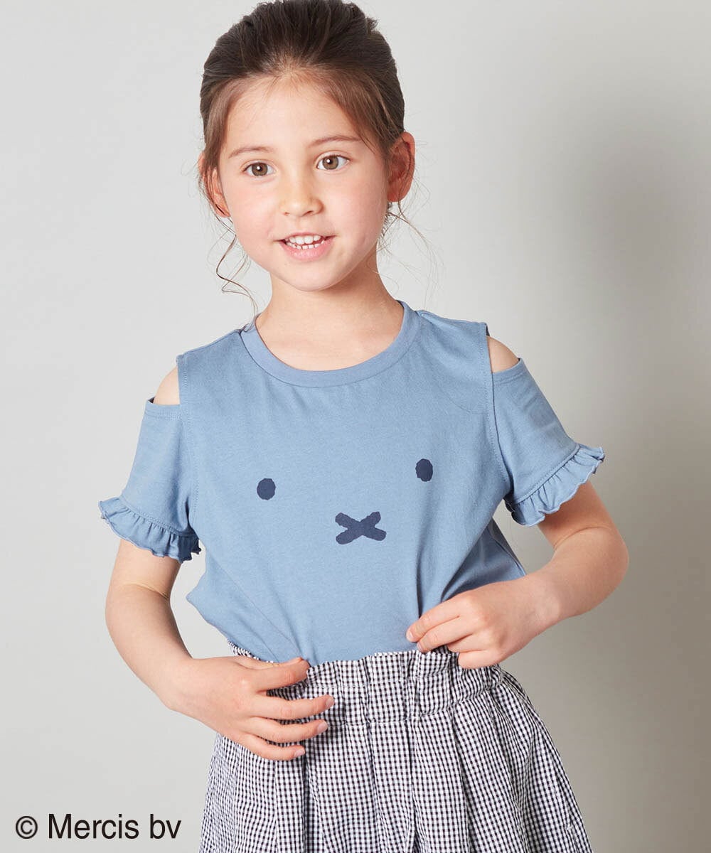 KJKGS80029 a.v.v KIDS(アー・ヴェ・ヴェ) [100-130]【ミッフィーコラボ】袖フリルオフショルTシャツ ピンク