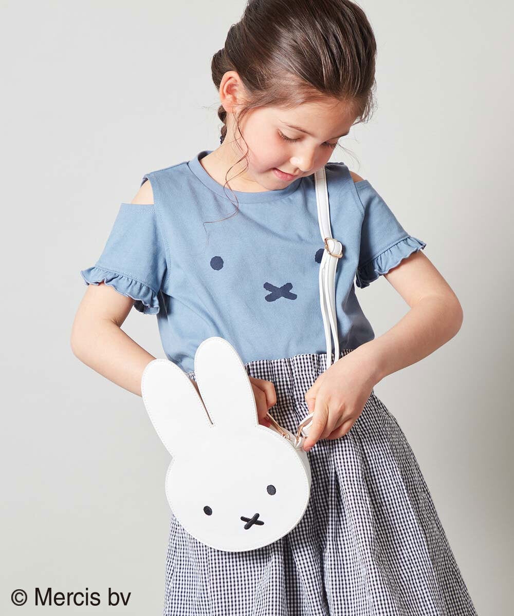 KJKGS80029 a.v.v KIDS(アー・ヴェ・ヴェ) [100-130]【ミッフィーコラボ】袖フリルオフショルTシャツ ピンク