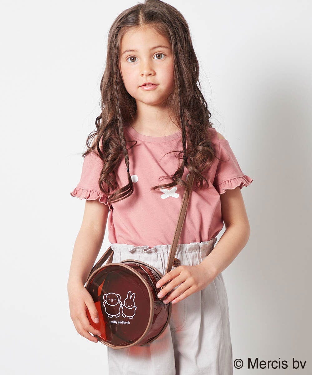 KJKGS80029 a.v.v KIDS(アー・ヴェ・ヴェ) [100-130]【ミッフィーコラボ】袖フリルオフショルTシャツ ピンク
