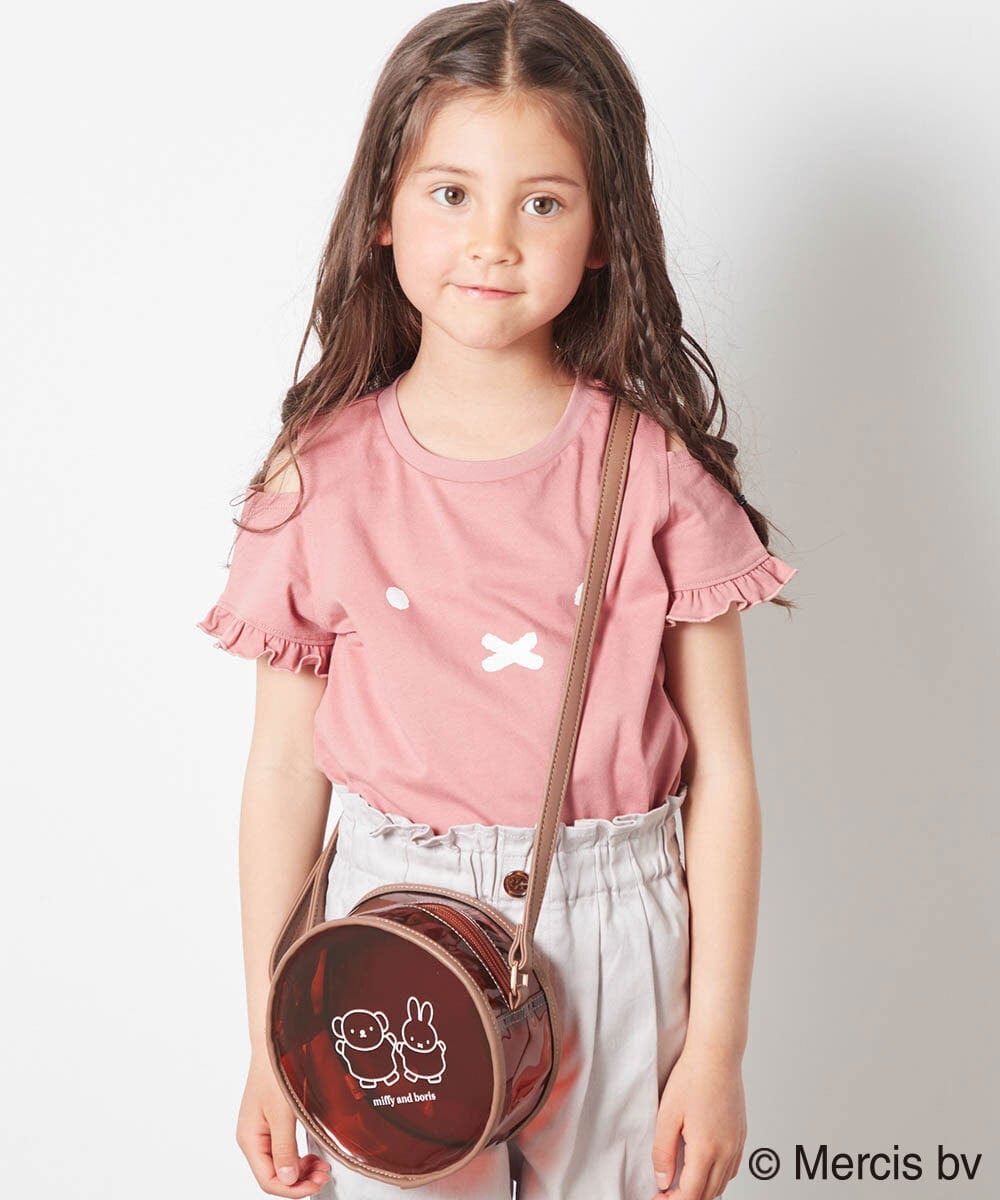 KJKGS80029 a.v.v KIDS(アー・ヴェ・ヴェ) [100-130]【ミッフィーコラボ】袖フリルオフショルTシャツ ピンク