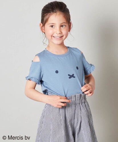 KJKGS80029 a.v.v KIDS [100-130]【ミッフィーコラボ】袖フリルオフショルTシャツ