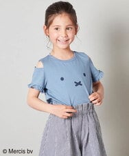 KJKGS80029 a.v.v KIDS(アー・ヴェ・ヴェ) [100-130]【ミッフィーコラボ】袖フリルオフショルTシャツ ブルー