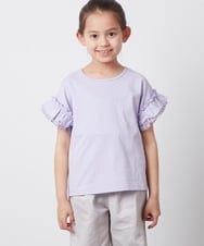 KJKGT01019 a.v.v KIDS(アー・ヴェ・ヴェ) [140-150]フリルスリーブＴシャツ ブラック