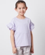 KJKGT01019 a.v.v KIDS(アー・ヴェ・ヴェ) [140-150]フリルスリーブＴシャツ ブラック